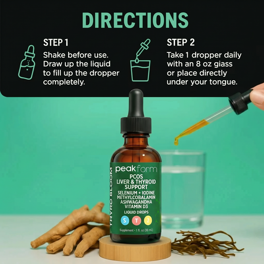 Peakform Thyroid & Liver Support -  Stop PCOS Hair Growth From The Root