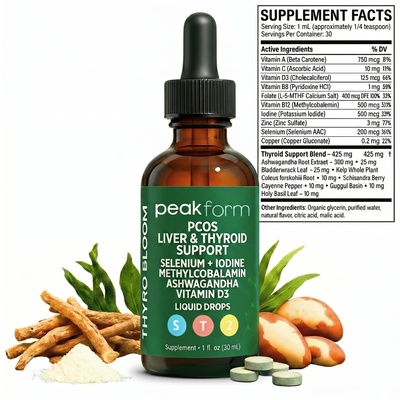 Peakform Thyroid & Liver Support -  Stop PCOS Hair Growth From The Root