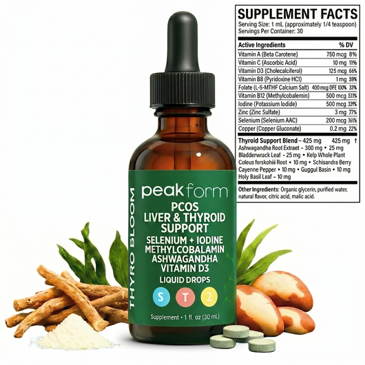 Peakform Thyroid & Liver Support -  Stop PCOS Hair Growth From The Root